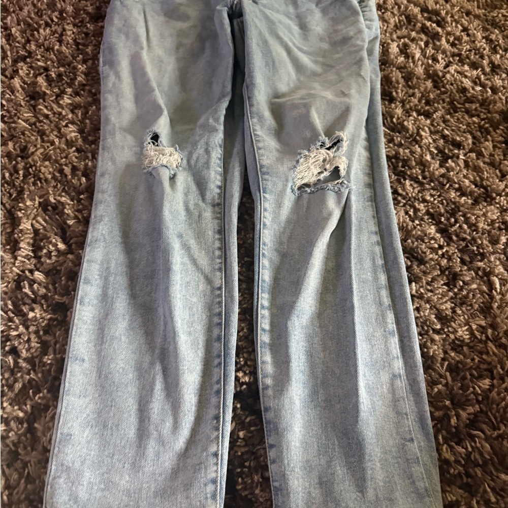 Old Navy Light Blue Distressed Straight Leg Jeans